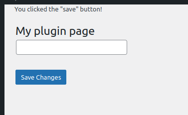 Message when clicking on save button